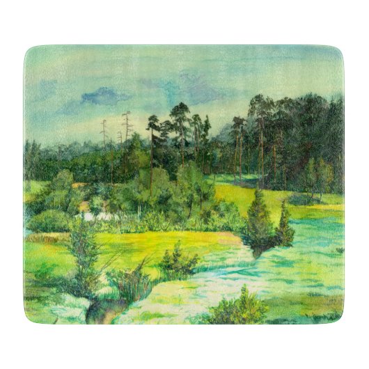 Grüntal-Malerei Wasserfarbe Schneidebrett (Vorderseite)