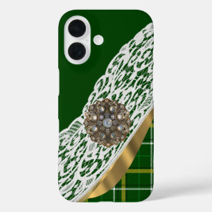 Grüntartan kariert iPhone 16 hülle