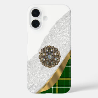 Grüntartan kariert iPhone 16 hülle