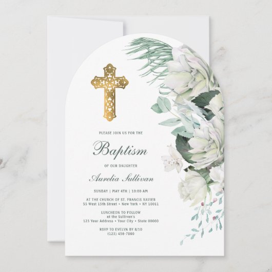 Grüntaufe der weißen Blume Einladung (Vorderseite)