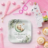 Grünteddy Bär über den Mond geschlechtsneutral Pappteller (Party)