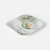 Grünteddy Bär über den Mond geschlechtsneutral Pappteller (Gewinkelt)