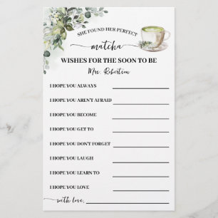Grüntee Matcha Wünsche für die baldige Mrs Card Flyer
