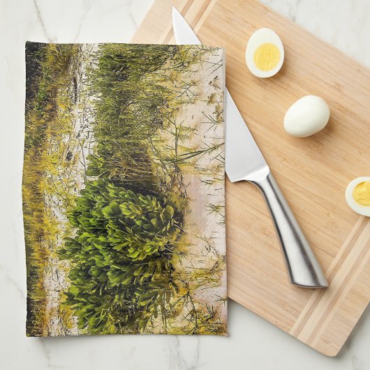 Grüntöne am Strand Geschirrtuch (Viertel Falte)