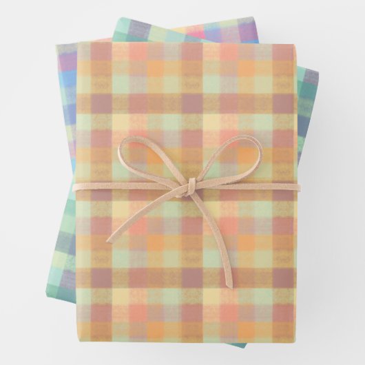 Grüntöne Blues und Golden Kariert Geschenkpapier Set (Beispiel)