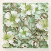 Grüntöne, Blumenmuster Glasuntersetzer (Vorderseite)