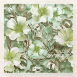 Grüntöne, Blumenmuster Glasuntersetzer