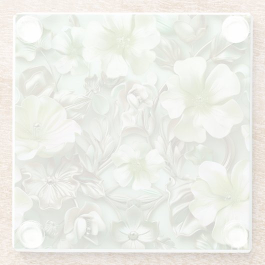 Grüntöne, Blumenmuster Glasuntersetzer (Rückseite)