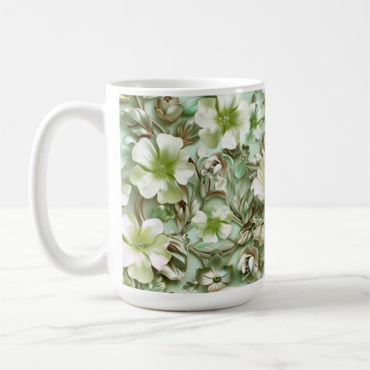 Grüntöne, Blumenmuster Kaffeetasse (Links)