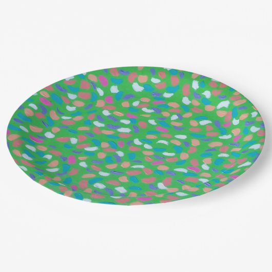 Grüntöne des Frühlings Malerische Kunst Pappteller (Schrägansicht)