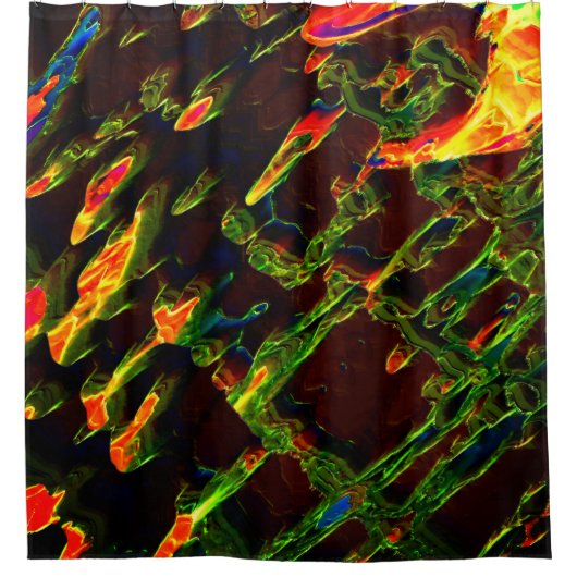 Grüntöne, die in Flammen entwässert werden Duschvorhang (Vorderseite)