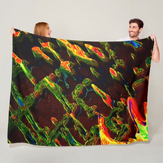 Grüntöne, die in Flammen entwässert werden Fleecedecke (Beispiel)