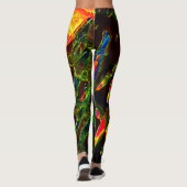 Grüntöne, die in Flammen entwässert werden Leggings (Rückseite)