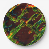 Grüntöne, die in Flammen entwässert werden Pappteller (Vorderseite)