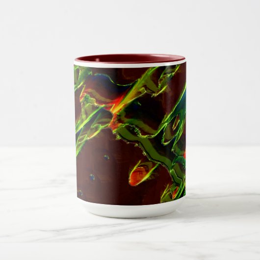 Grüntöne, die in Flammen entwässert werden Tasse (Zentrum)
