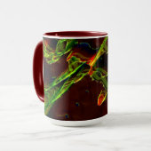 Grüntöne, die in Flammen entwässert werden Tasse (Vorderseite Links)