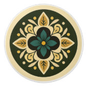 Grüntöne, Gold und Creme Hauptstadtkultur Keramikknauf (Vorderseite)