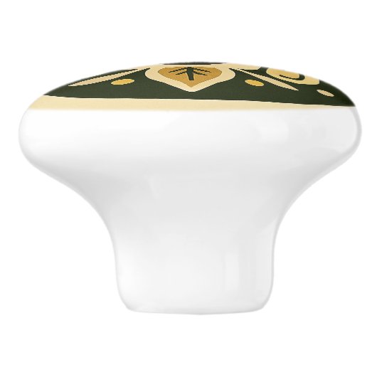 Grüntöne, Gold und Creme Hauptstadtkultur Keramikknauf (Seitenansicht)