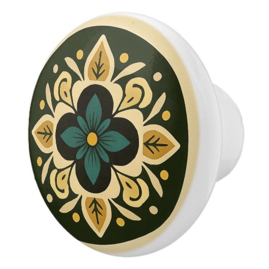 Grüntöne, Gold und Creme Hauptstadtkultur Keramikknauf (Rechts)