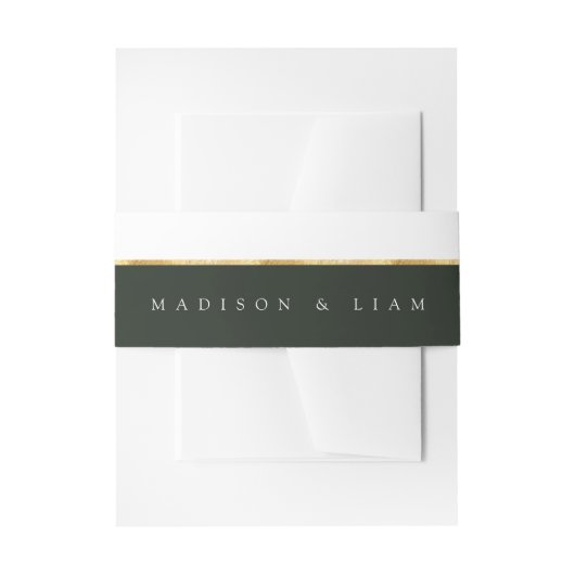 Grüntöne Goldfolie Monogram, Grünes Bauchband Einladungsbanderole (Vorderseite Beispiel)