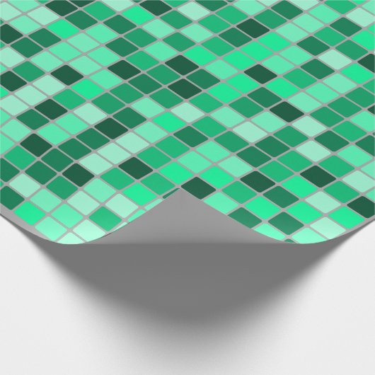 Grüntöne-/Knickenten-Fliesen-Muster (grauer Geschenkpapier (Ecke)