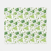 Grüntöne mit Blättern Happy Garden Veggies Niedlic Fleecedecke (Vorderseite (Horizontal))