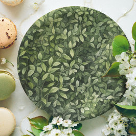 Grüntöne mit Wasserfarbenwald, neutrale Babydusche Pappteller