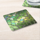 Grüntöne Mosaikglas Rechteckiger Pappuntersetzer (angewinkelt)