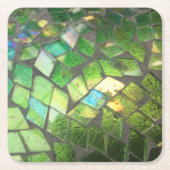 Grüntöne Mosaikglas Rechteckiger Pappuntersetzer (Vorderseite)