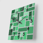 Grüntöne Quadratische Wanduhr (Winkel)