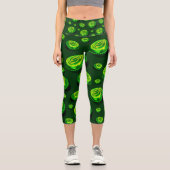 Grüntöne: Rasenbogenmuster in Ölfarbe Capri Leggings (Vorderseite)