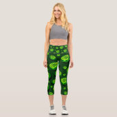 Grüntöne: Rasenbogenmuster in Ölfarbe Capri Leggings (Vorderseite)