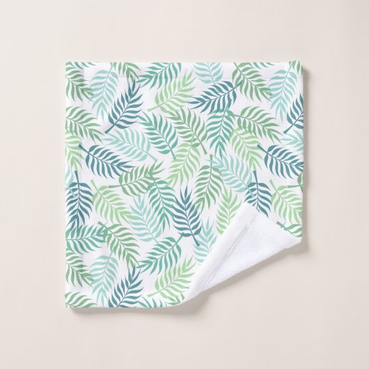 Grüntöne tropische Pflaume Blätter Muster Teppich Badhandtuch Set (Waschlappen)