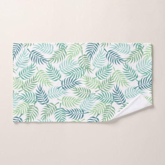Grüntöne tropische Pflaume Blätter Muster Teppich Badhandtuch Set (Handtuch)