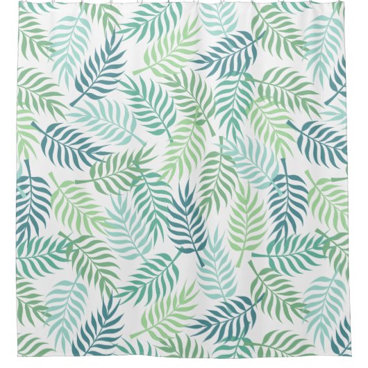 Grüntöne tropische Pflaume Blätter Muster Teppich Duschvorhang (Vorderseite)