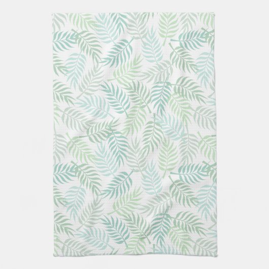 Grüntöne tropische Pflaume Blätter Muster Teppich Geschirrtuch (Vertikal)