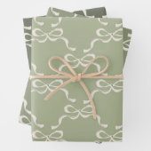 Grüntöne und Creme-Ribbons Geschenkpapier Set (Beispiel)