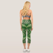 Grüntöne- und Regentropfmuster Capri Leggings (Rückseite)