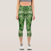 Grüntöne- und Regentropfmuster Capri Leggings (Vorderseite)