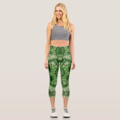 Grüntöne- und Regentropfmuster Capri Leggings (Vorderseite)