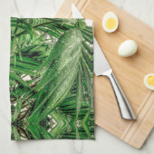 Grüntöne- und Regentropfmuster Geschirrtuch (Viertel Falte)