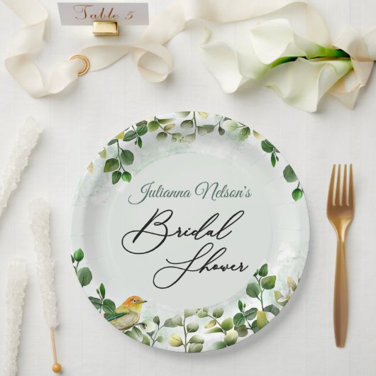Grüntöne und Teller aus Vogelpapier (Hochzeit)