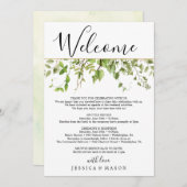 Grüntöne von Waldland Hochzeitstag Begrüßungsschre Programm (Vorne/Hinten)