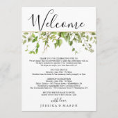 Grüntöne von Waldland Hochzeitstag Begrüßungsschre Programm (Vorderseite)