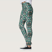 Grüntürkisfarbene Ornamente Leggings (Links)