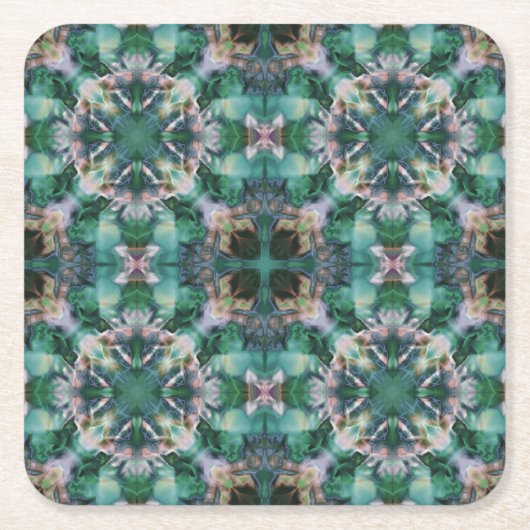 Grüntürkisfarbene Ornamente Rechteckiger Pappuntersetzer (Vorderseite)