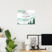 Grünwald Berg Rustikale Wasserfarbenhochzeit Poster (Heimbüro)