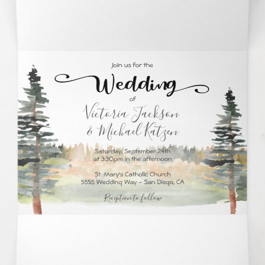 Grünwald Hochzeit mit drei Falten Einladung (Innenseite Mitte)