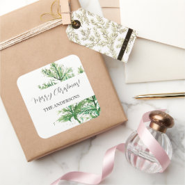 Grünwald mit künstlerischer Wasserfarbe Quadratischer Aufkleber