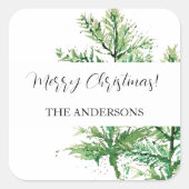 Grünwald mit künstlerischer Wasserfarbe Quadratischer Aufkleber (Vorderseite)